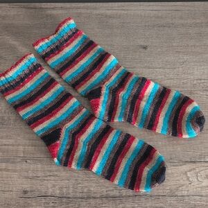 Striped Hand Knit US 7 Women's Socks